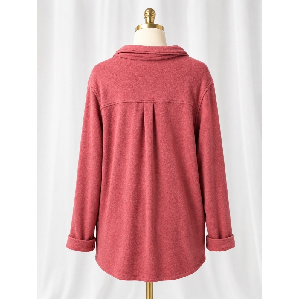 Belle Kim Gravel Team Colors Horn Button Knit Shacket 1X Crimson Red A655326 - Picture 2 of 13